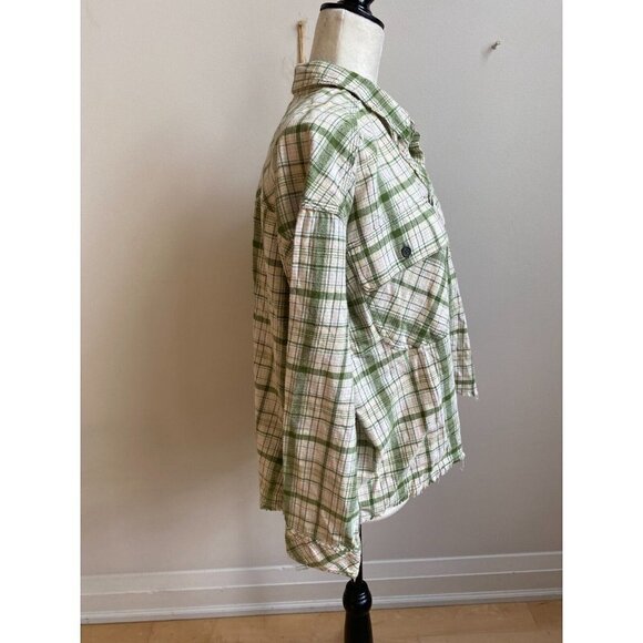 BP Long Sleeve Bnwot Plaid Top Sz Small Womens Frayed Hem - Picture 3 of 7